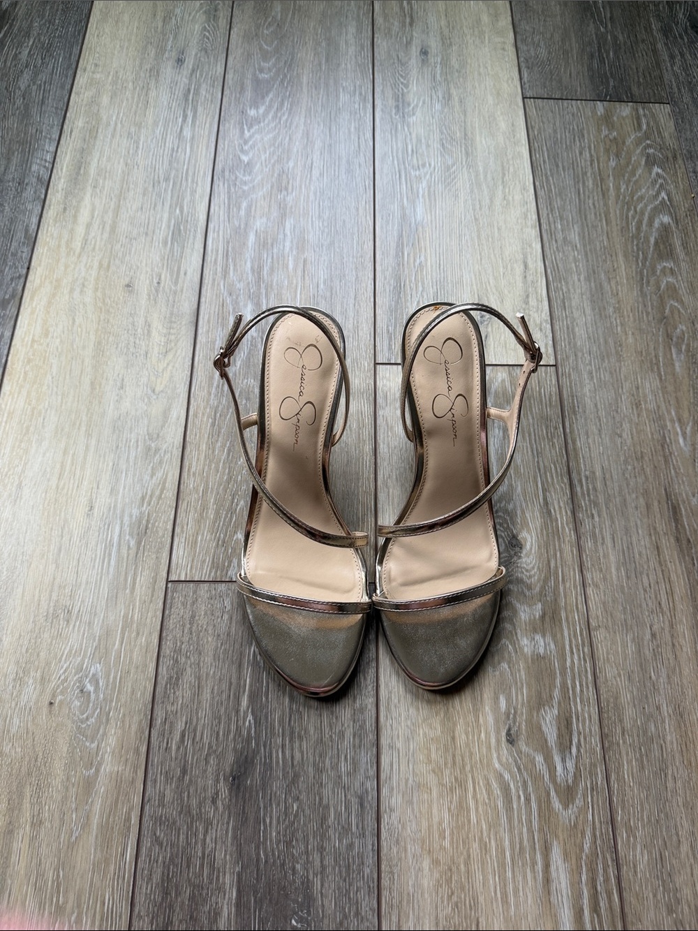 Jessica Simpson Gold Strappy Heeled Sandals
